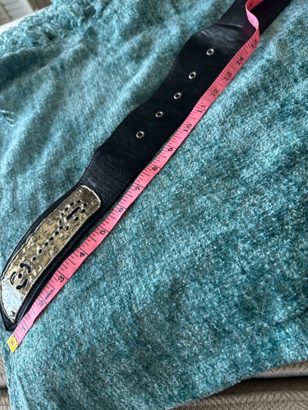 BELT BLACK HANDMADE ARTSY LEATHER LIKE SILVER HEART BELT - Picture 11 of 11